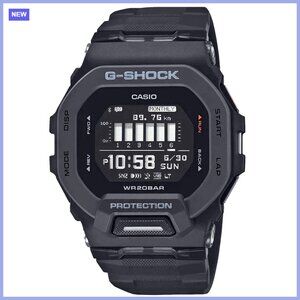 Square Case Digital Watch with Resin Band and Mineral Dial